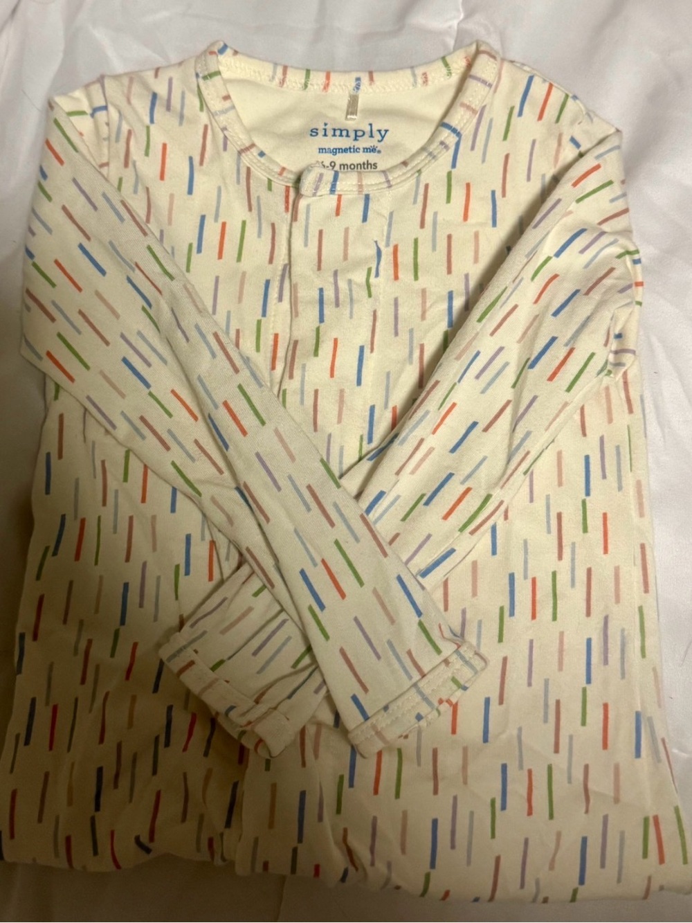 Simply Magnetic Me Cream Multicolor Stripe Baby Pajamas - 6-9 Months